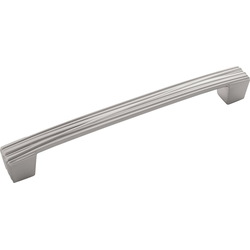 8-1/2 Inch Wide and 7-9/16 Inch Center to Center Fermata Pull, Satin Nickel