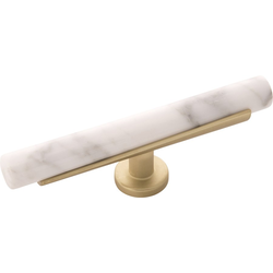 5 Inch x 5/8 Inch Firenze Knob, Matte White and Brushed Golden Brass
