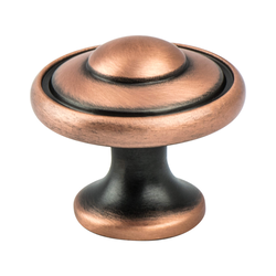 Berenson Euro Traditions Traditional Knob, 1-3/16 Inch Diameter, Brushed Antique Copper Finish, Zinc Material, Ideal for Cabinets and Drawers