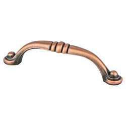 Berenson Euro Traditions 3-3/4 Inch C/C Traditional Cabinet Pull in Brushed Antique Copper Finish, Zinc Material, Ideal for Home and Business