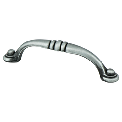 Berenson Euro Traditions 3-3/4 Inch Center to Center Brushed Antique Pewter Cabinet Pull, Traditional Style Zinc Material with Textured Details