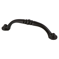 Berenson Euro Traditions 3-3/4 Inch Center to Center Matte Black Cabinet Pull, Zinc Material, Traditional Style