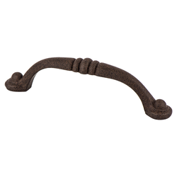 Berenson Euro Traditions Traditional 3-3/4 Inch Center to Center Dull Rust Cabinet Pull, Zinc Material, Ideal for Home and Business