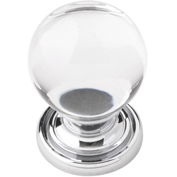 1-1/8 Inch Diameter Luster Knob, Glass with Chrome