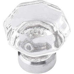 1-3/8 Inch Diameter Luster Knob, Glass with Chrome
