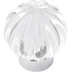 1-1/4 Inch Diameter Luster Knob, Glass with Chrome