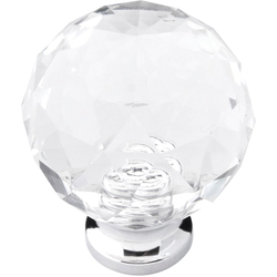 1-3/16 Inch Diameter Luster Knob, Glass with Chrome