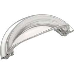 3-9/16 Inch Wide and 3 Inch Center to Center Luster Pull, Glass with Polished Brass