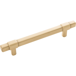7-1/8 Inch Wide and 5-1/16 Inch Center to Center Monroe Pull, Brushed Golden Brass