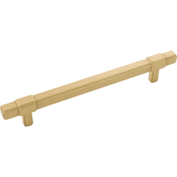 8-3/8 Inch Wide and 6-5/16 Inch Center to Center Monroe Pull, Brushed Golden Brass