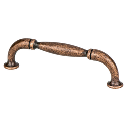Berenson Euro Rustica Artisan Style 3-3/4" C/C Rustic Copper Cabinet Pull, Zinc Material, 1/2 Inch Width