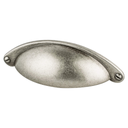 Berenson Andante Traditional 2-1/2 Inch Center to Center Antique Pewter Cabinet Cup Pull, Zinc Material, Ideal for Cabinets with Exposed Hinges