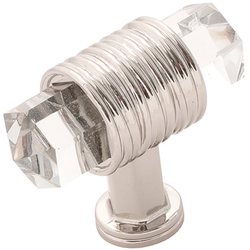 1-7/8 Inch x 3/4 Inch Chrysalis Knob, Polished Nickel With Glass