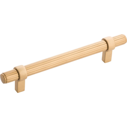 7 Inch Wide and 5-1/16 Inch Center to Center Sinclaire Pull, Brushed Golden Brass