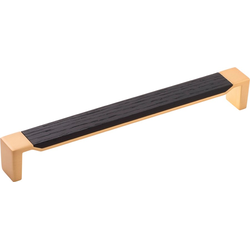 9-3/16 Inch Wide and 8-13/16 Inch Center to Center Fuse Pull, Brushed Golden Brass With Black Wood
