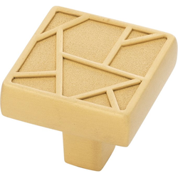 1-3/8 Inch x 1-3/8 Inch Cullet Knob, Brushed Golden Brass