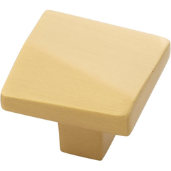 1-3/8 Inch x 1-3/8 Inch Veer Knob, Brushed Golden Brass