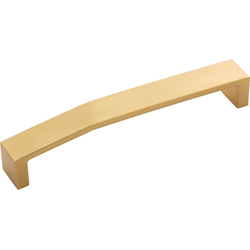 6-5/16 Inch Wide and 6-5/16 Inch Center to Center Veer Pull, Brushed Golden Brass