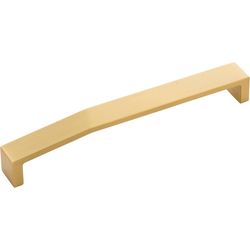 7-7/8 Inch Wide and 7-9/16 Inch Center to Center Veer Pull, Brushed Golden Brass