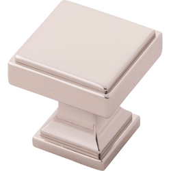 1-1/8 Inch x 1-1/8 Inch Brownstone Knob, Polished Nickel