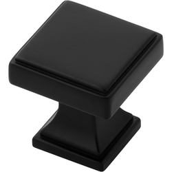 1-1/8 Inch x 1-1/8 Inch Brownstone Knob, Matte Black