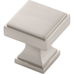 1-1/8 Inch x 1-1/8 Inch Brownstone Knob, Satin Nickel