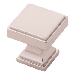 1-3/8 Inch x 1-3/8 Inch Brownstone Knob, Polished Nickel