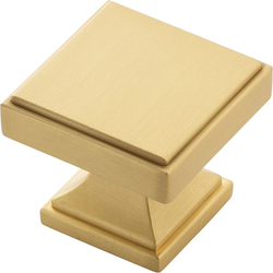 1-3/8 Inch x 1-3/8 Inch Brownstone Knob, Brushed Golden Brass
