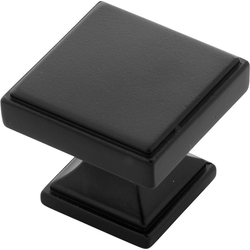 1-3/8 Inch x 1-3/8 Inch Brownstone Knob, Matte Black