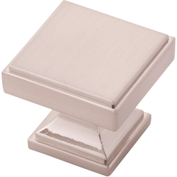 1-3/8 Inch x 1-3/8 Inch Brownstone Knob, Satin Nickel