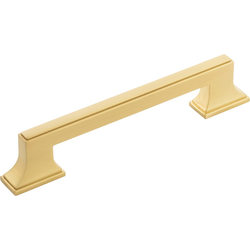 6-5/8 Inch Wide and 5-1/16 Inch Center to Center Brownstone Pull, Brushed Golden Brass