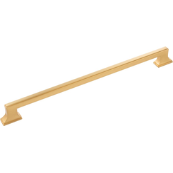 13-9/16 Inch Wide and 12 Inch Center to Center Brownstone Pull, Brushed Golden Brass