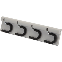 Four Hook Broomstick Holder, Gray, Housing: Nickel-plated