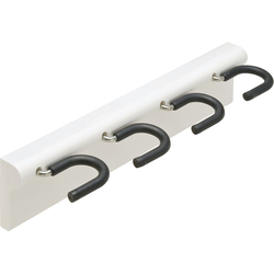 Four Hook Broomstick Holder, White, Housing: Nickel-plated