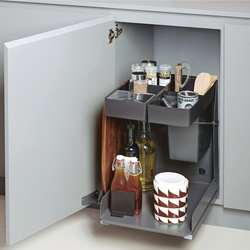 Base Unit Pull-Out Kitchen Tower 450, 16-1/4 Inch Minimum Cabinet Opening Width, Silver