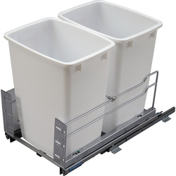 Clearance Sale, Double Waste Pull-Out, 36 Quart x 2, Soft Close Slide, Cabinet Floor Mounted, Minimum Face Frame Cabinet Opening 15" Width x 22-3/8" Depth x 19-1/4" Height, Chrome Powder-Coated Fram