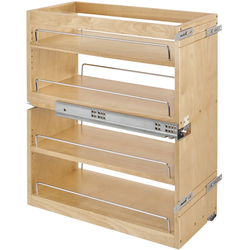 10-1/2 Inch Width Base Cabinet Bottom and Side Mount Pull-Out Organizer with Blumotion Soft-Close Slides for Full Access 12" Wall Cabinets, Natural, Min. Cabinet Opening: 10-1/2"W x 22"D x 25-5/16"H