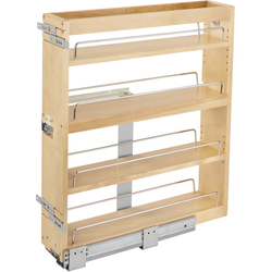 6-3/4 Inch Width Base Cabinet Bottom and Side Mount Pull-Out Organizer with Blumotion Soft-Close Slides for Face Frame 9" Base Cabinets, Natural, Min. Cabinet Opening: 5-1/2"W x 22-3/4"D x 25-5/8"H