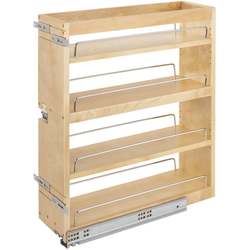 7-1/2 Inch Width Base Cabinet Bottom and Side Mount Pull-Out Organizer with Blumotion Soft-Close Slides for Full Access 9" Wall Cabinets, Natural, Min. Cabinet Opening: 7-1/2"W x 22"D x 25-5/16"H
