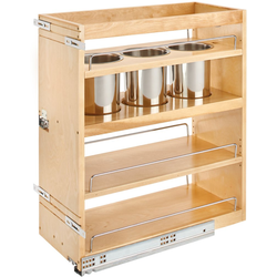  Soft-Close 2-Bin Vanity Height Pullout Organizer for Minimum Cabinet Opening: 10-1/2" Width x 22" Depth x 25-5/16" Height, Bottom and Side Mount, Clearcoat Wood Finish 