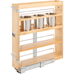  Soft-Close 3-Bin Pullout Utensil Organizer for Minimum Cabinet Opening: 5-1/2" Width x 22-3/4" Depth x 25-5/8" Height, Bottom Mount, Clearcoat Wood Finish 