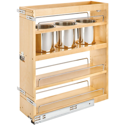  Soft-Close 3-Bin Pullout Utensil Organizer for Minimum Cabinet Opening: 7-1/2" Width x 21-13/16" Depth x 25-1/4" Height, Bottom Mount, Clearcoat Wood Finish 