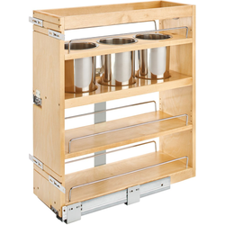 Soft-Close 3-Bin Pullout Utensil Organizer for Minimum Face Frame Cabinet Opening: 8-1/2" Width x 22-3/4" Depth x 25-5/8" Height, Bottom and Side Mount, Clearcoat Wood Finish 