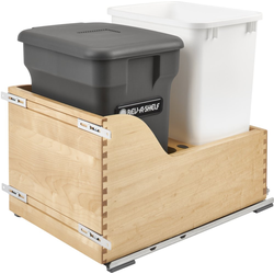 35 Quart Wood Bottom Mount Pull-Out Waste Container with (1) Compo+ Bin, White/Orion Gray, Min. Cabinet Opening: 15"W x 21-3/4"D x 20-3/8