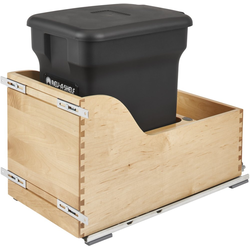 24 Quart Wood Bottom Mount Compo+ Bin Pull-Out with Blum Tandem Heavy Duty Slides, Black, Min. Cabinet Opening: 12"W x 18-5/8"D x 19-1/2"H