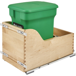 24 Quart Wood Bottom Mount Compo+ Bin Pull-Out with Blum Tandem Heavy Duty Slides, Green, Min. Cabinet Opening: 12"W x 18-5/8"D x 19-1/2"H