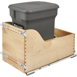 24 Quart Wood Bottom Mount Compo+ Bin Pull-Out with Blum Tandem Heavy Duty Slides, Orion Gray, Min. Cabinet Opening: 12"W x 18-5/8"D x 19-1/2"H