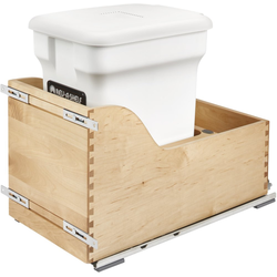 24 Quart Wood Bottom Mount Compo+ Bin Pull-Out with Blum Tandem Heavy Duty Slides, White, Min. Cabinet Opening: 12"W x 18-5/8"D x 19-1/2"H