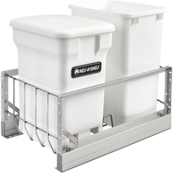 35 Quart Aluminum Bottom Mount Pull-Out Waste Container with (1) Compo+ Bin, White/White, Min. Cabinet Opening: 15"W x 22-3/8"D x 19-1/2"H