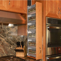  Drop-Down Left Facing Wide-Body 6-Shelf Spice Rack/Storage System, Requires 4-3/4" Opening Width with Minimum Opening 37-1/2" Height x 11-1/2 Depth, Standard Installation, Maple